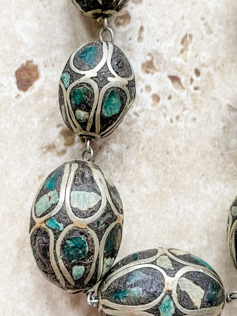 Antique Persian Turquoise Inlaid Silver Necklace - Etsy