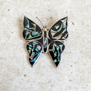 Mexican silver and abalone shell brooch