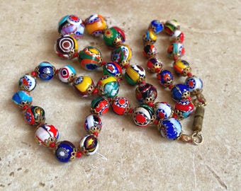 GlassOfVenice Collana in Vetro di Murano Italiano Millefiori Mosaico Multicolore Trasparente - Collana in Vetro di Murano da Donna