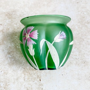 Art Nouveau Carl Goldberg carnation enamel vase