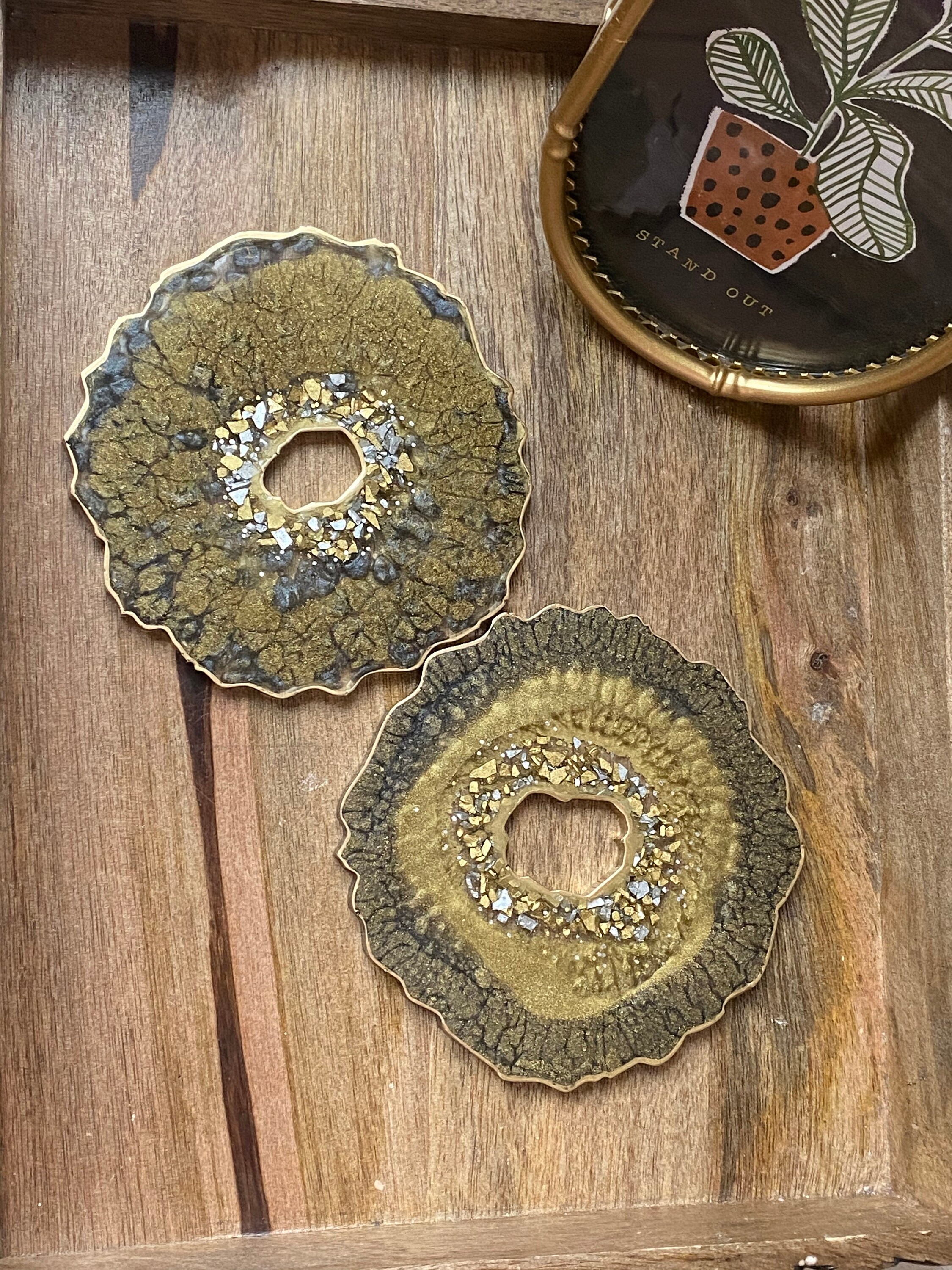 Gold and black coasters/ black coasters/ gold coasters Etsy