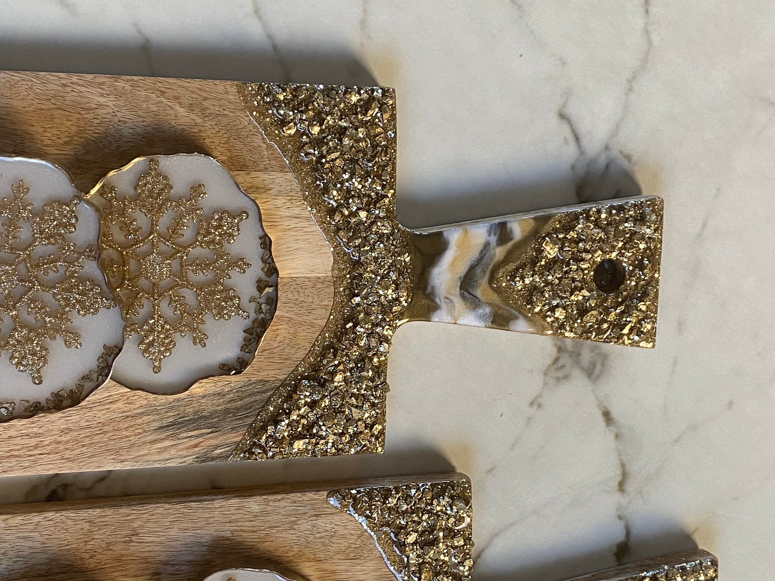 Gold stone cheese board with antique white coasters Etsy