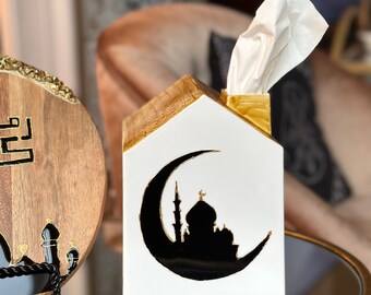 Ramadan Tissue box with mosque and lanterns