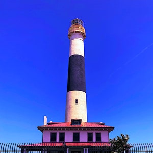 Impression d’art encadrée: Absecon Lighthouse à Atlantic City, New Jersey, une impression photo couleur Giclée du bord de mer