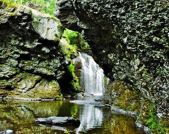 Art Print: Marshalls Falls, Pocono Mountains, PA, a Metallic Waterfall Photograph