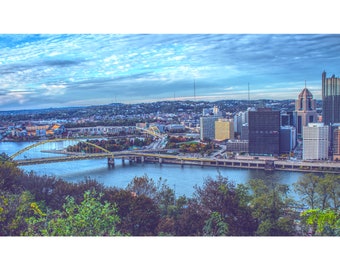 Art Print: Three Rivers and Pittsburgh Skyline, a Color Photograph