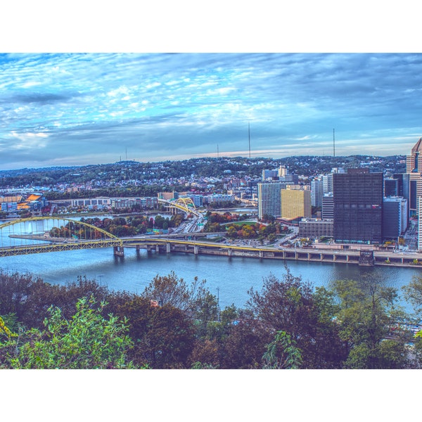 Art Print: Three Rivers and Pittsburgh Skyline, a Color Photograph