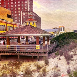 "Kunstdruck ""Atlantic City Boardwalk"" , eine Reproduktion eines Aquarells."