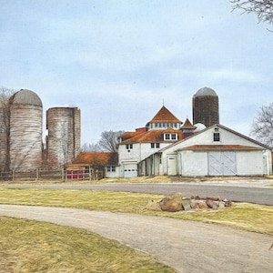 Art Print: Barn at Norristown Farm Park, an oil-on-canvas reproduction of my own original work - Country Landscape Wall Art
