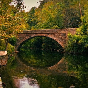 Art Print: Philadelphia's Wissahickon Creek In Autumn at Valley Green, a color photograph