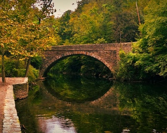 Art Print: Philadelphia's Wissahickon Creek In Autumn at Valley Green, a color photograph