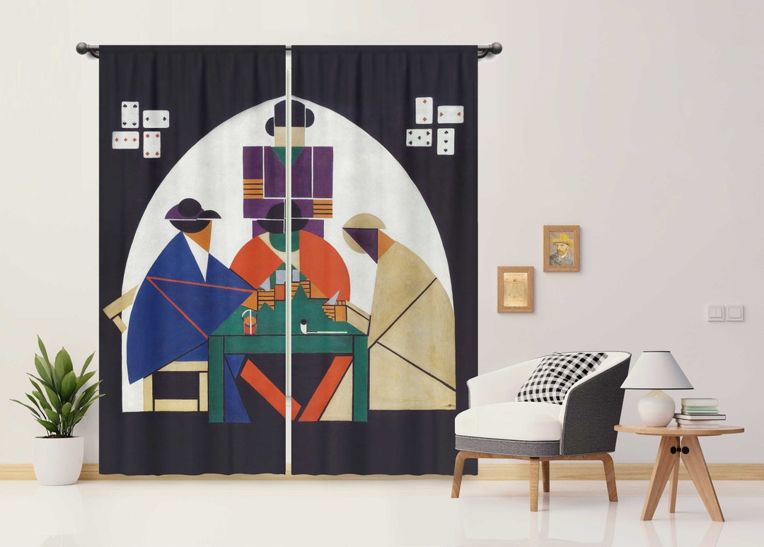 Theo Van Doesburg Card Players Window Curtain 2 Panel Etsy