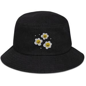 Happy Daisies Denim Bucket Hat