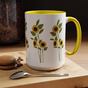 Sunflowers Mug, Colorful Sunflowers Mug, Floral Ceramic Tea Cup, Floral Mug, Gift for Her, Unique Coffee Mug, Gardening Lover Cup, Sunflower