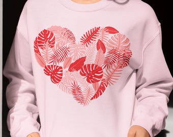 Monstera Heart Sweatshirt: Botanical Plant Lover Pullover