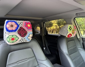 Crochet Galsang Flower Car Headrest Cover