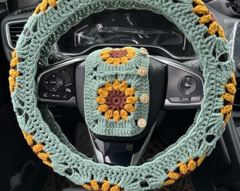 Gehäkelte Sonnenblume Lenkradbezug: Autoinnenraumzubehör