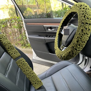 Coprivolante, Coprivolante all'uncinetto, Coprivolante carino, Copricintura di sicurezza, Decorazioni per accessori interni auto