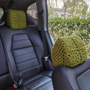 Handmade Crochet Steering Wheel Cover: Sunflower Car Accessories G, 2 headrest cover