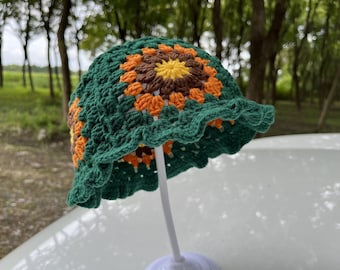 Handmade Crochet Sunflower Bucket Hat