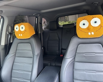 Crochet Car Headrest Cover:Shoot me a message for your custom Color and Pattern ideas
