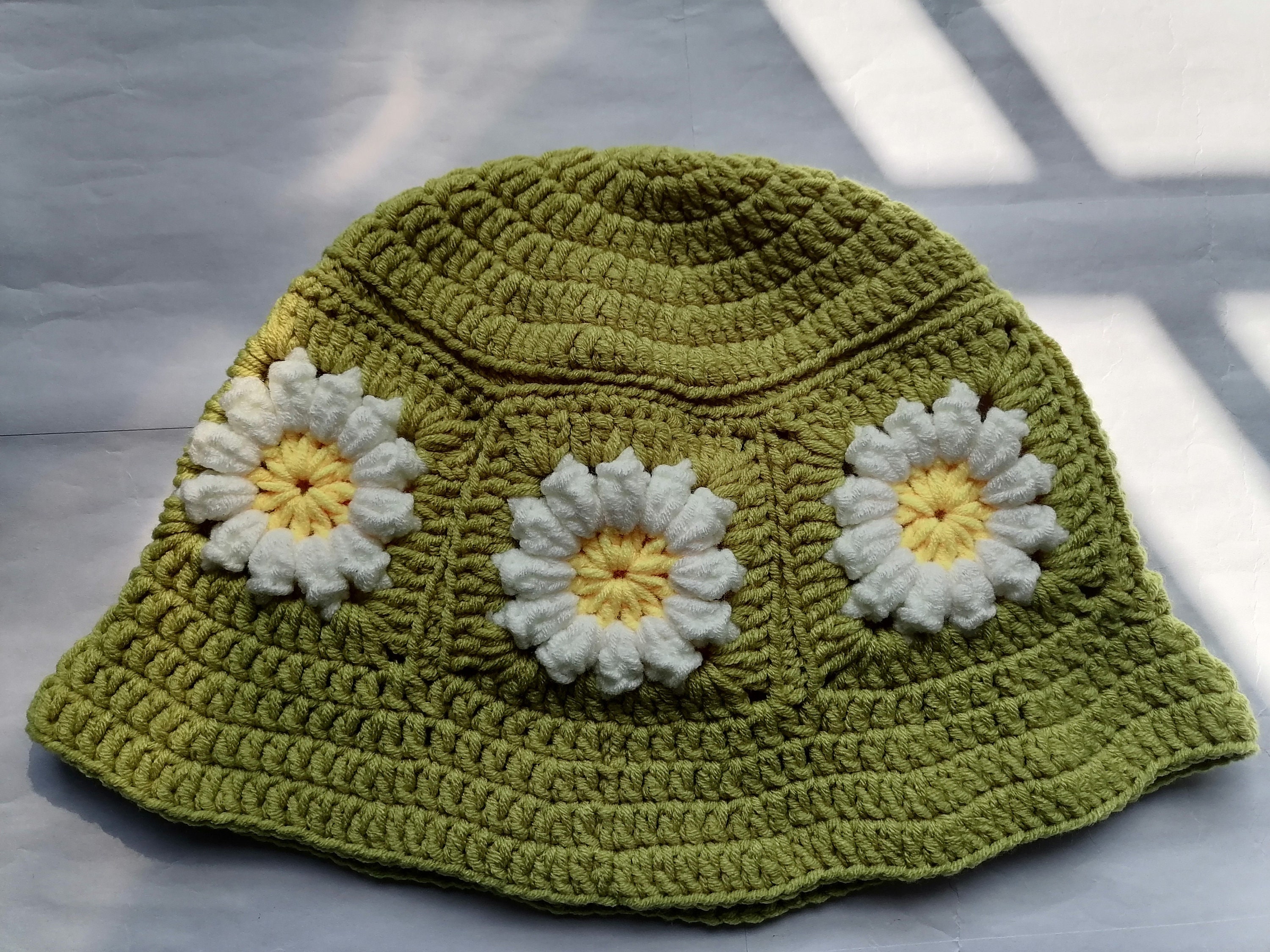 Hand Crochet Bucket Hat Sunflower 