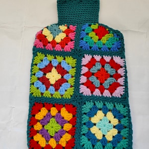 Handmade Crochet Hot Water Bottle Cover,Granny Square Crochet Pattern,2L Only Cover Bag