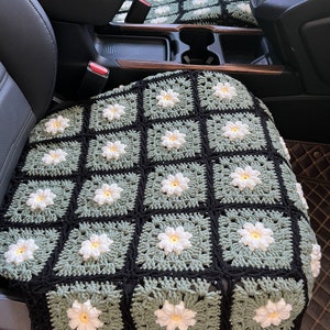 Car Seat Covers,Crochet Daisy Seat covers,Car Front Seat Covers Set for men and women,Car Accessories Gift,Car Decor Cover,Cute Car Covers