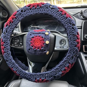 Crochet Sunflower Steering Wheel Cover: Car Interior Accessories