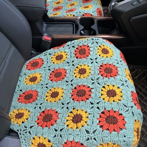 Car Seat Covers,Crochet Sunflower Flower Car Seat cover,Car Front Seat Covers Set for Women,Car Decor Cover,Cute Car Cover