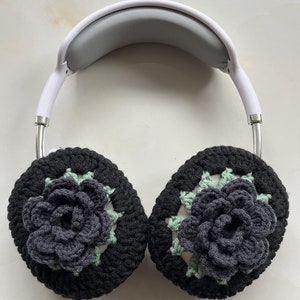 バラの花のAirPod Maxカバー、かぎ針編みのAirPod Maxヘッドフォンカバー、AirPod Maxカバー、手作りのかぎ針編みのバラの花柄のAirPod Maxカバー