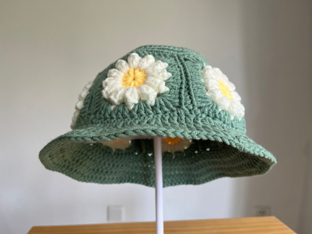 Crochet Flower Bucket Hat,crochet Daisy Hat,crochet Bucket Hat,knit