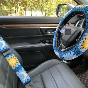 Coprivolante, Coprivolante all'uncinetto, Coprivolante sole e luna, Copricintura di sicurezza sole e luna, Carini coprivolanti