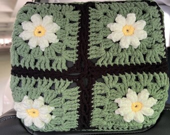 Car headrest cover,Crochet 3D daisy Car Headrest Covers,Car Headrest Cover,Car Seat Head Rest Cover,Cute Car Decoration for Women