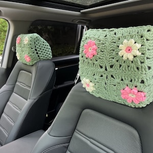 Car headrest cover,Crochet Car headrest cover,Sunflower Car Headrest Covers,Cover Car Head Rest Cover,Cute Headrest Cover for Women men
