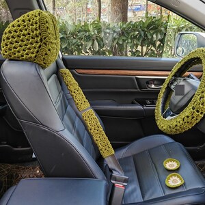 Handmade Crochet Steering Wheel Cover: Sunflower Car Accessories K,C+2Coast+1rest cov