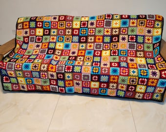 Crochet blanket,colorful blanket,handmade bedspread,crochet afghan throw,Crochet blanket,Handmade blanket,Granny Square blanket