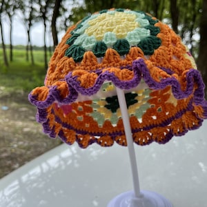 Crochet bucket hat,Summer knit hat,Vintage hat,hippi hat,festival hat, crochet hat, winter hat, knitted hat,afghan flower crochet bucket hat