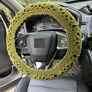 Handmade Crochet Steering Wheel Cover: Sunflower Car Accessories image 4