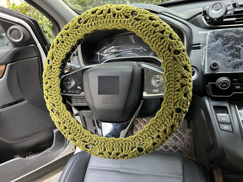 Handmade Crochet Steering Wheel Cover: Sunflower Car Accessories image 4