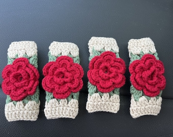 Crochet Rose Car Grab Handle Cover: Interior Accessories