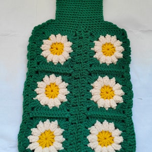 Handmade Crochet Daisy Hot Water Bottle Cover,Soft Removable Cover Hot Water Bottle Sweater for Women Kids Men,2L Only Cover Bag