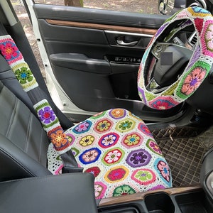Fundas para asientos de coche, funda de cojín para asiento delantero inferior de coche con flores de ganchillo Gesang, funda decorativa para coche, bonita funda para coche, accesorios decorativos para el interior del coche