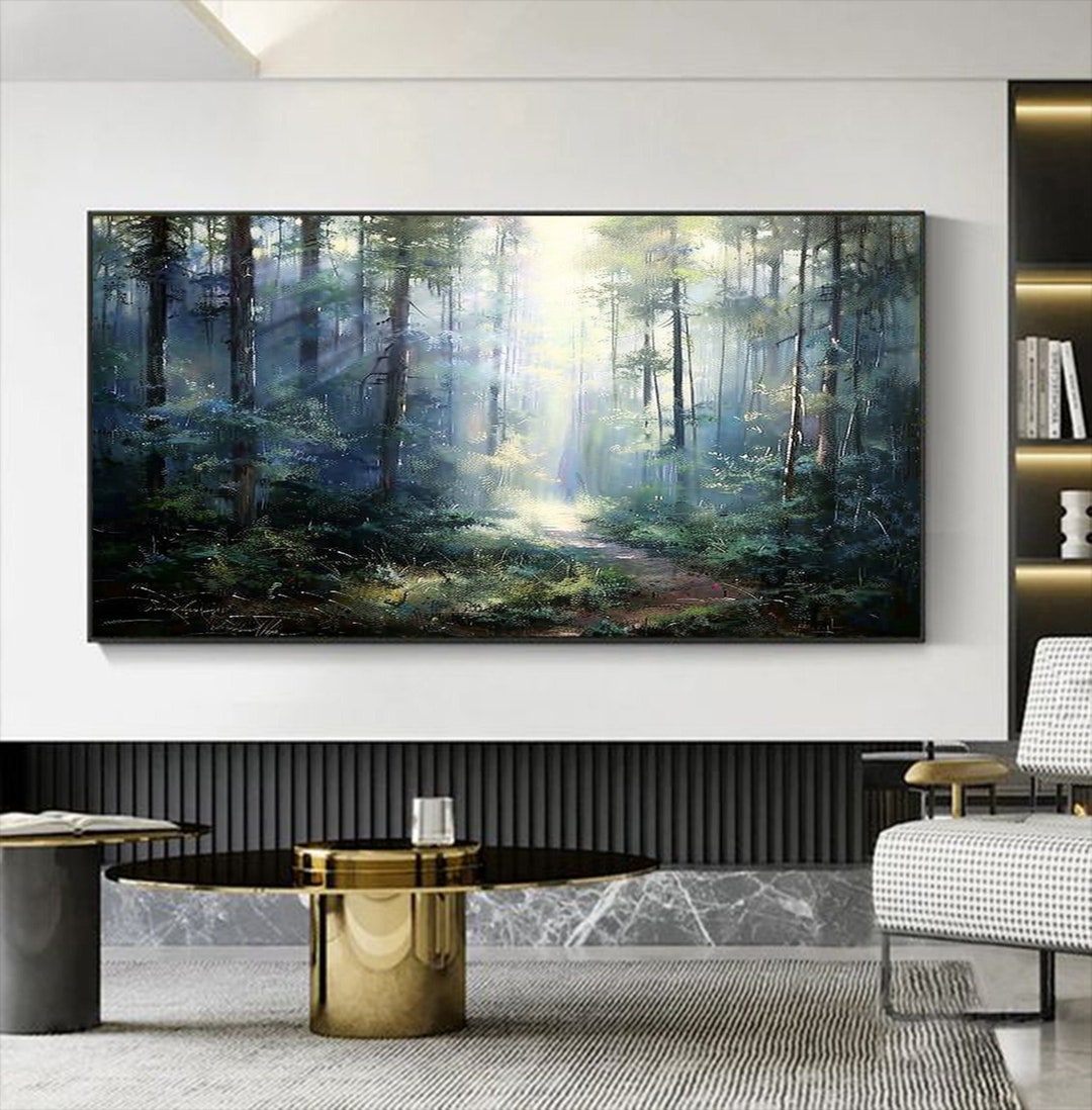 Original Large Forest Oil Painting on Canvas,natural Green Trees ...