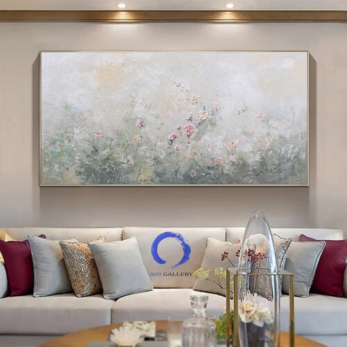 Flower Oil Painting on Canvas Abstract Rose Flower Landscape Etsy