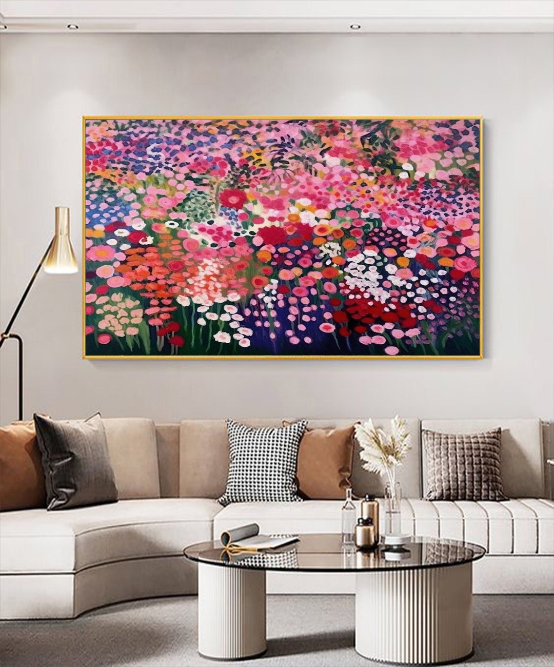 Abstract Pink Flower Oil Painting on Canvas Original Rose Flower ...