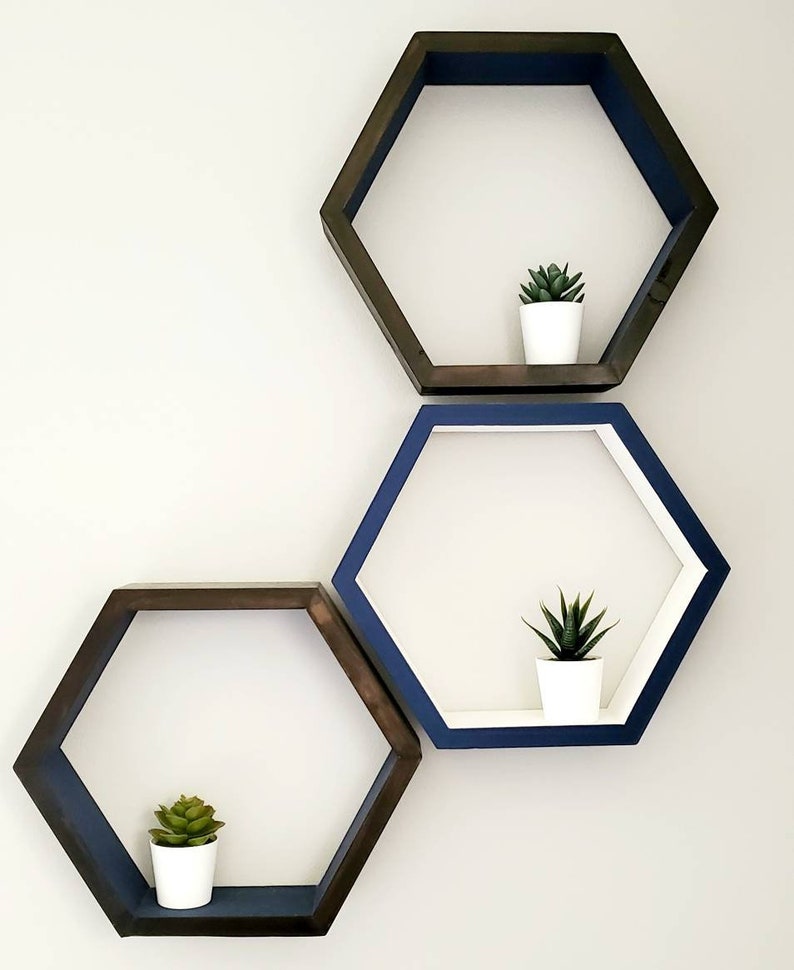 Hexagon Shelves Floating Shelves Hexagon Shelf Etsy