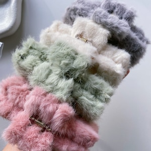 Large 12cm fluffy rectangle shape hair claw