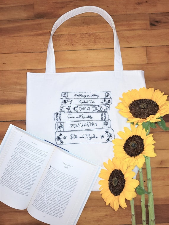 Embroidered book hotsell tote bag