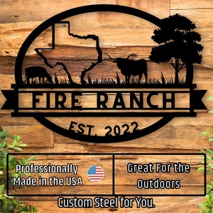 Custom Metal Sign Custom Texas Cow & Bull Address Sign, Metal Deer Sign, Dad,  Name Monogram, Texan Gift, Wall Art